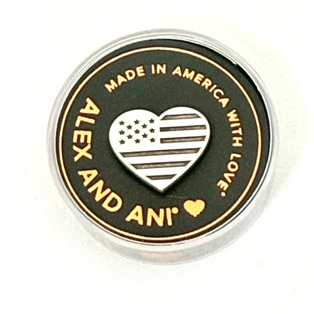 Alex And Ani Patriotic Heart Flag Lapel Pin Rafaelian Silver Finish